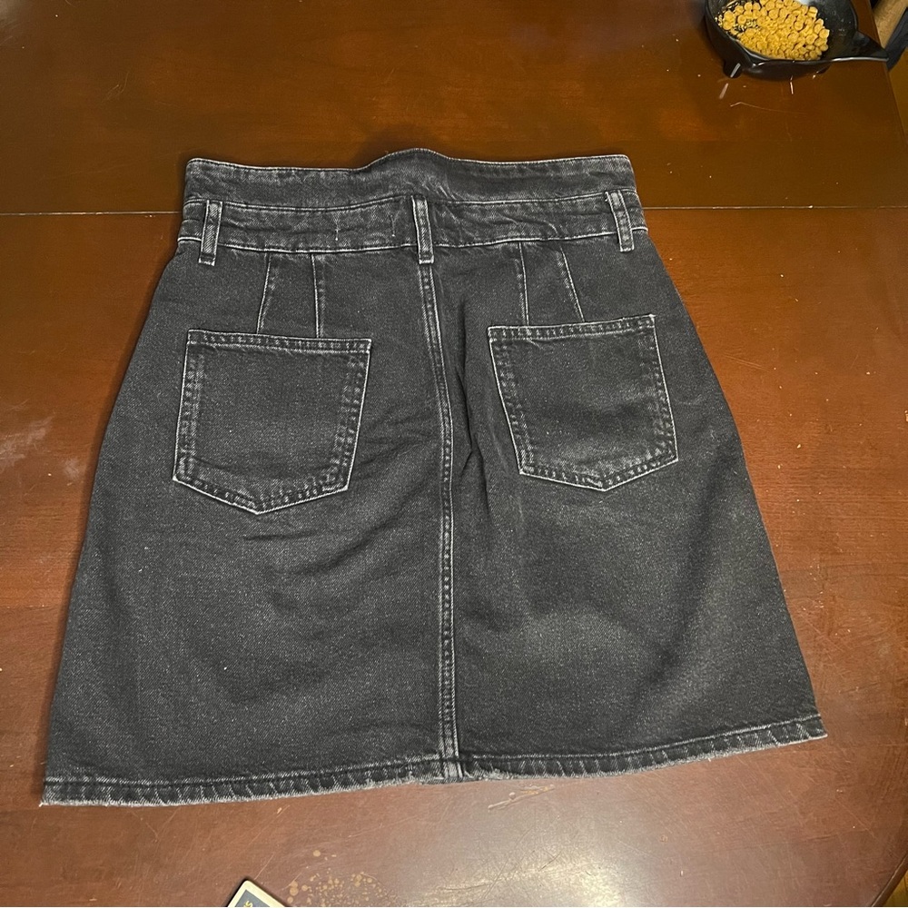 Pilcro Anthropologie Charcoal Button Down Front Skirt 8 Mini Black Denim - Picture 10 of 13